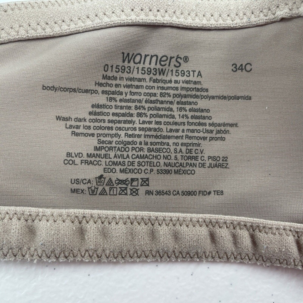 Warner's 34C This Is Not A Bra Cushioned Underwire Light Lined T-Shirt Bra 1593 - Picture 11 of 13